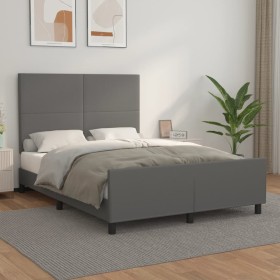 Estructura de cama sin colchón cuero sintético gris 140x190