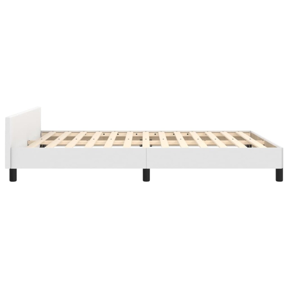 Estructura de cama sin colchón cuero sintético blanco