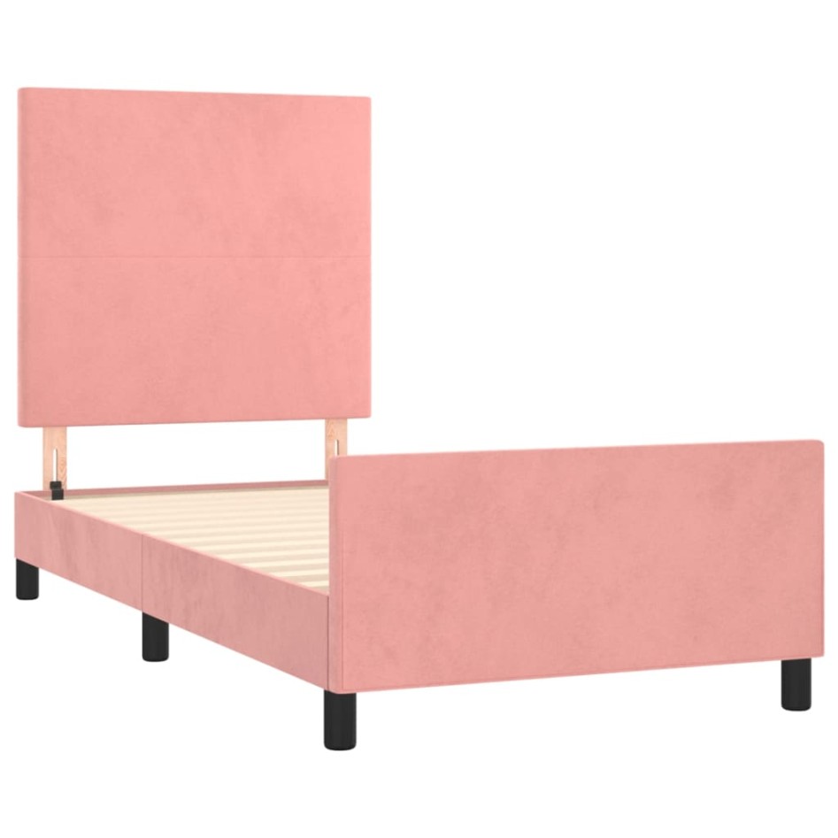 Estructura de cama sin colchón terciopelo rosa 100x200
