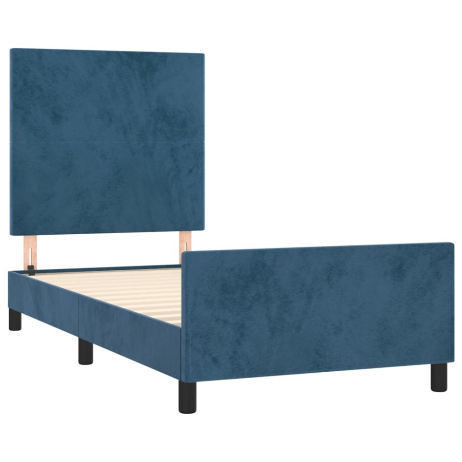 Estructura de cama sin colchón terciopelo azul oscuro 90x200