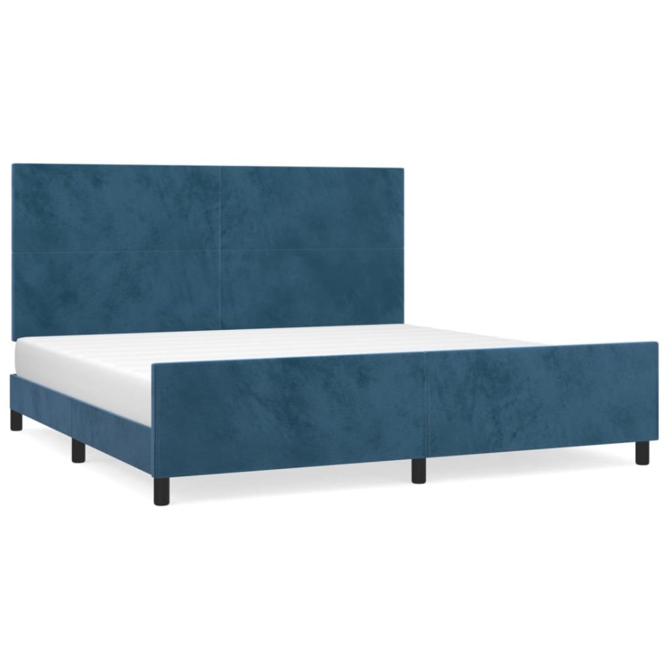 Estructura cama sin colchón terciopelo azul oscuro 200x200