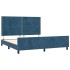 Estructura de cama sin colchón terciopelo azul oscuro