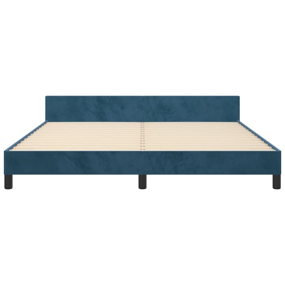 Estructura cama con cabecero terciopelo azul oscuro 180x200