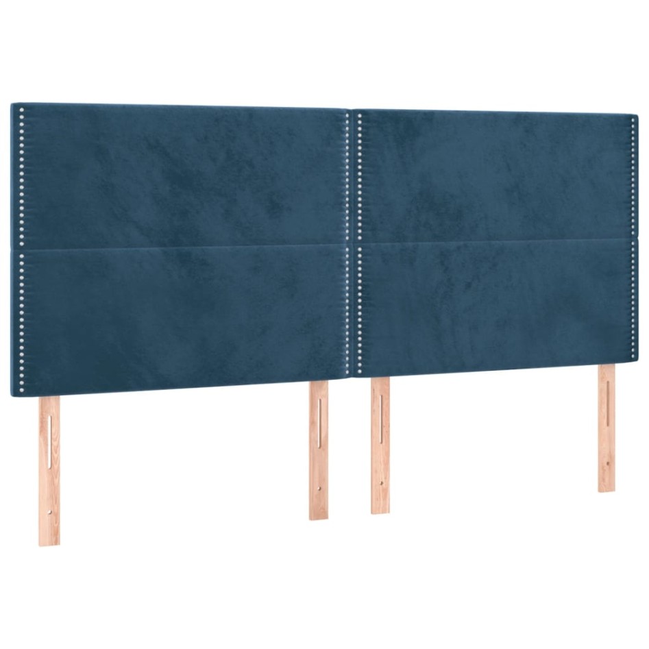 Estructura cama con cabecero terciopelo azul oscuro 180x200