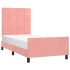 Estructura de cama sin colchón terciopelo rosa 100x200