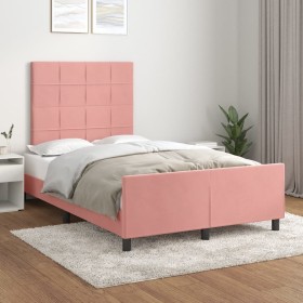 Estructura de cama sin colchón terciopelo rosa 120x200