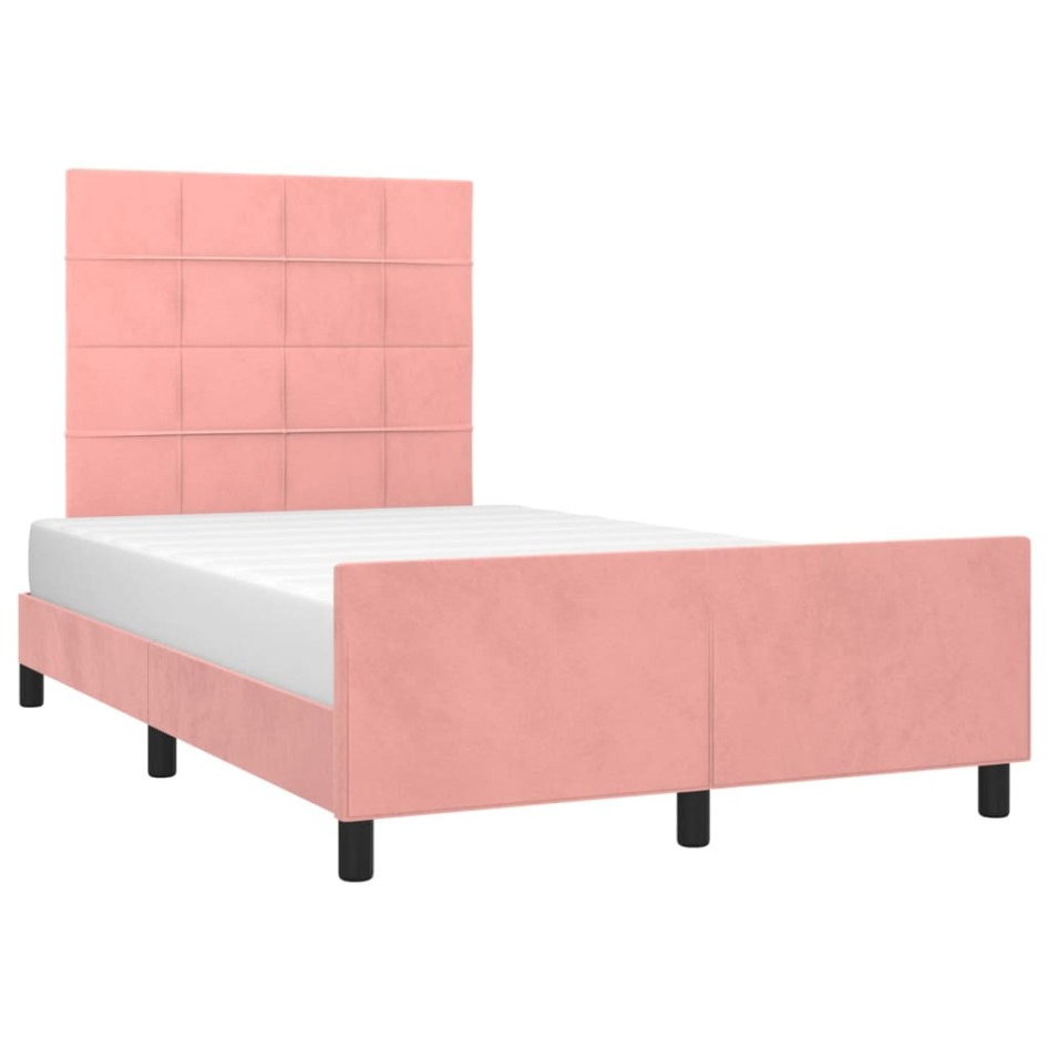 Estructura de cama sin colchón terciopelo rosa 120x200