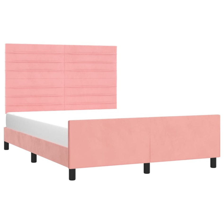 Estructura de cama sin colchón terciopelo rosa 140x200