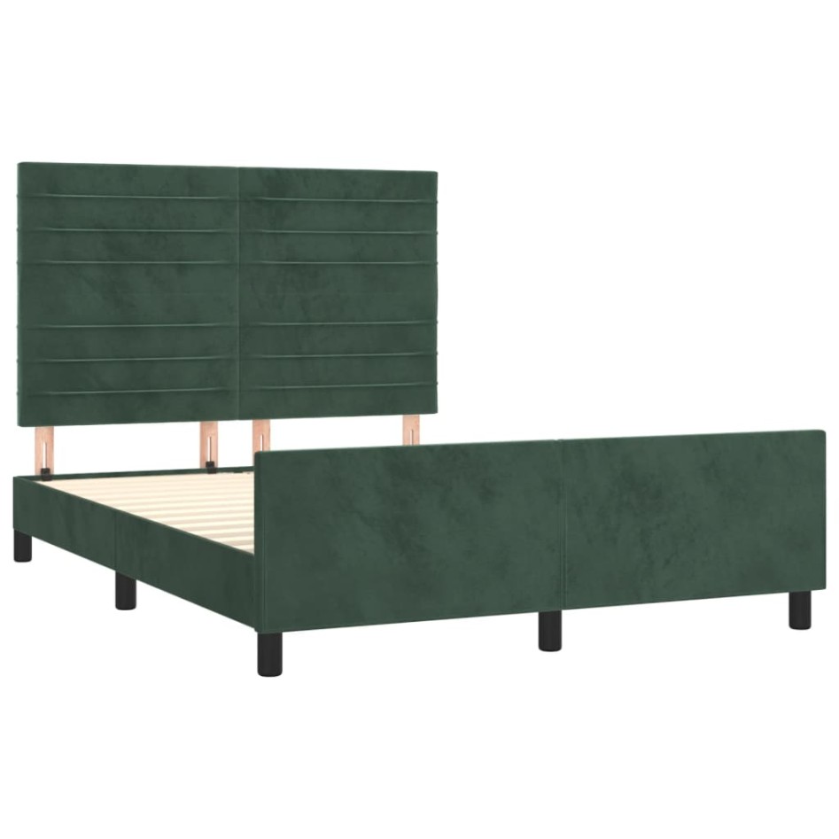 Estructura cama sin colchón terciopelo verde oscuro 140x200