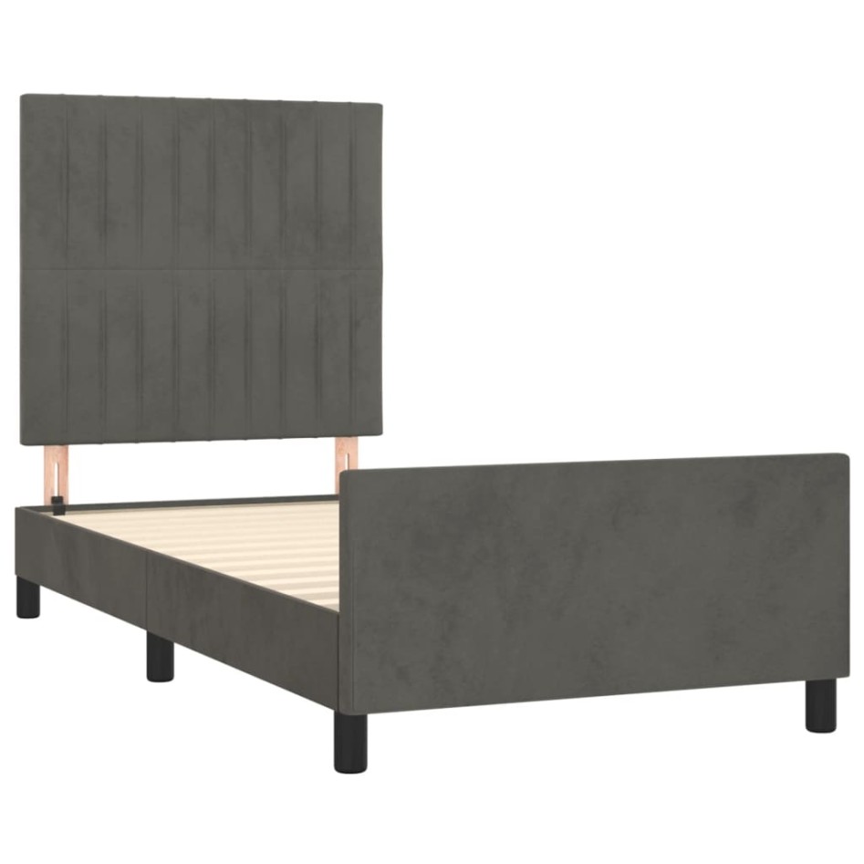 Estructura de cama sin colchón terciopelo gris oscuro 90x200