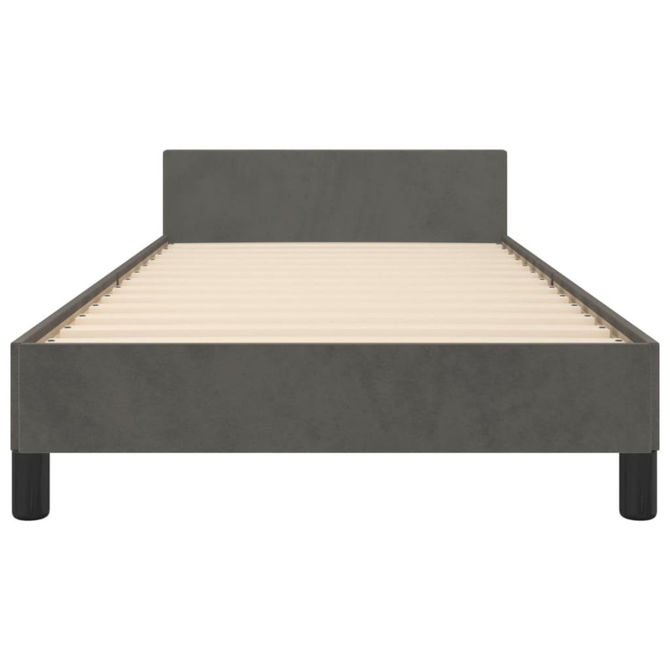 Estructura de cama sin colchón terciopelo gris oscuro 90x200