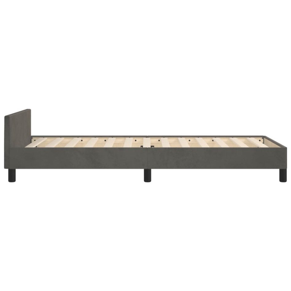 Estructura de cama sin colchón terciopelo gris oscuro 90x200