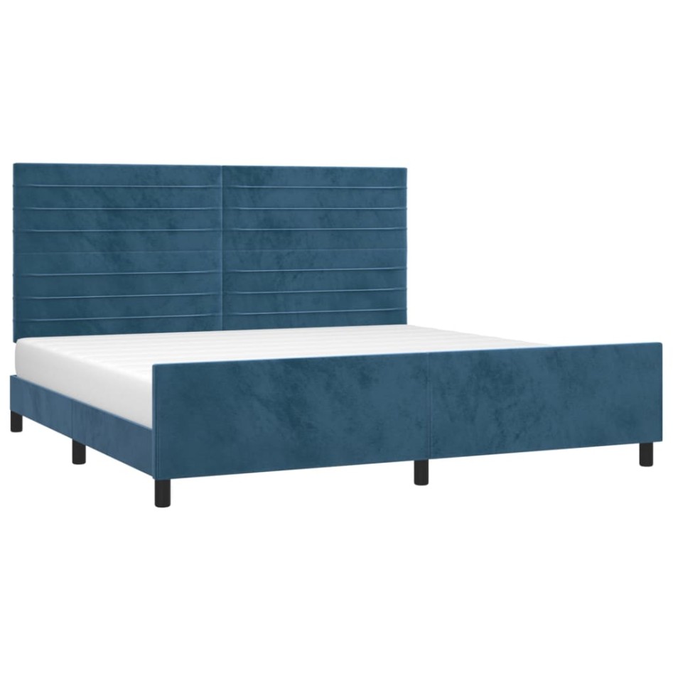 Estructura cama sin colchón terciopelo azul oscuro 200x200