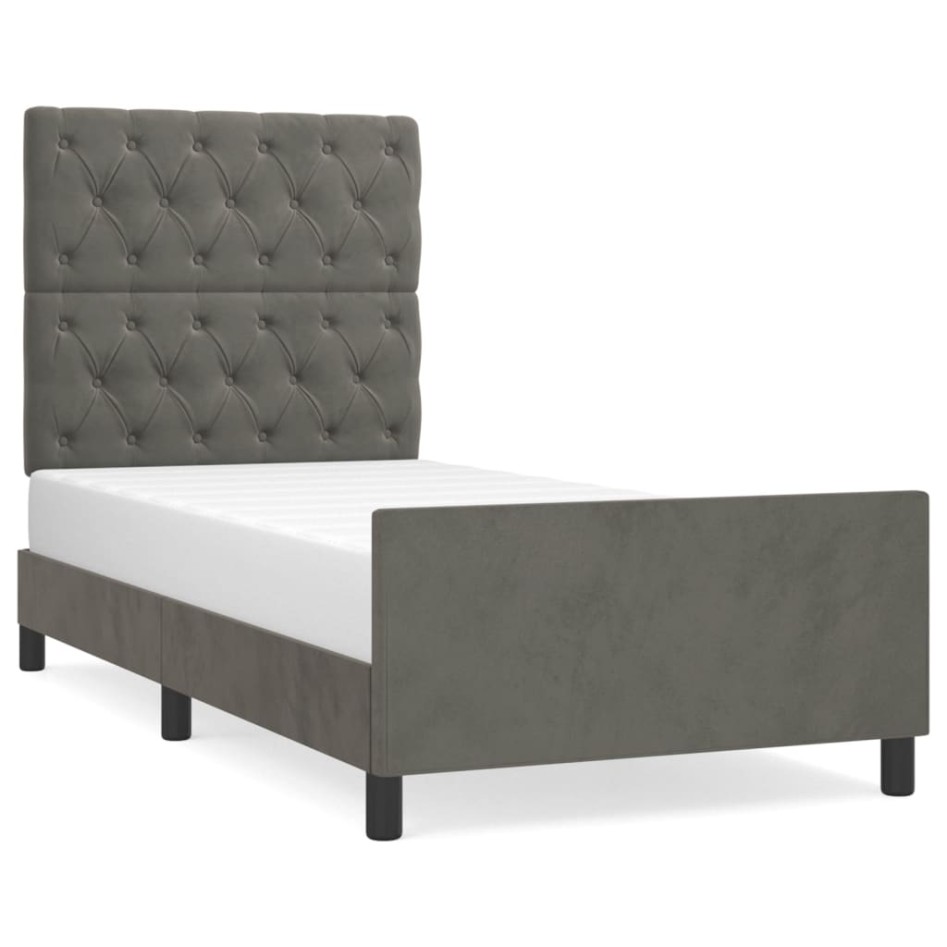Estructura de cama sin colchón terciopelo gris oscuro 80x200