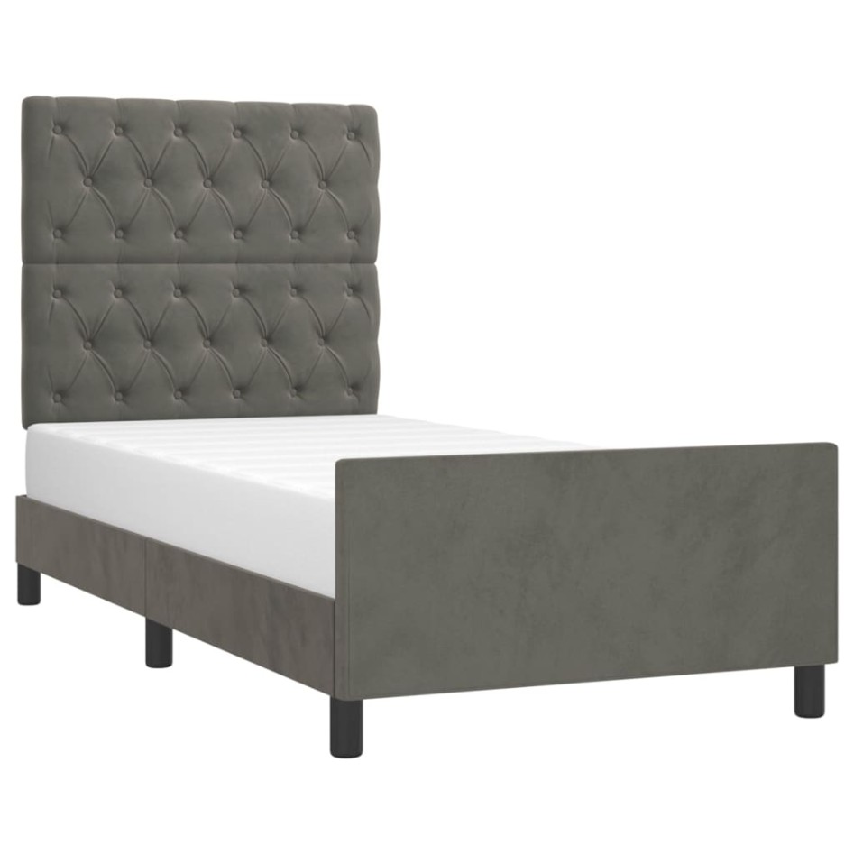 Estructura de cama sin colchón terciopelo gris oscuro 80x200