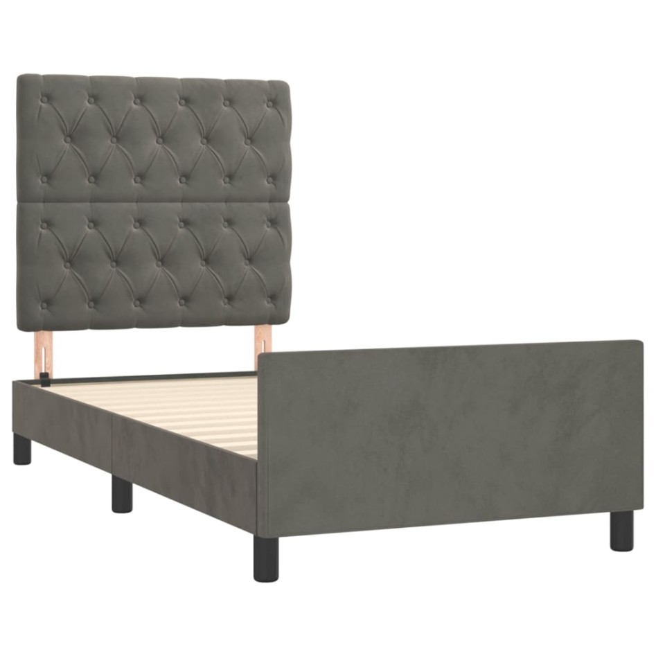 Estructura de cama sin colchón terciopelo gris oscuro 80x200