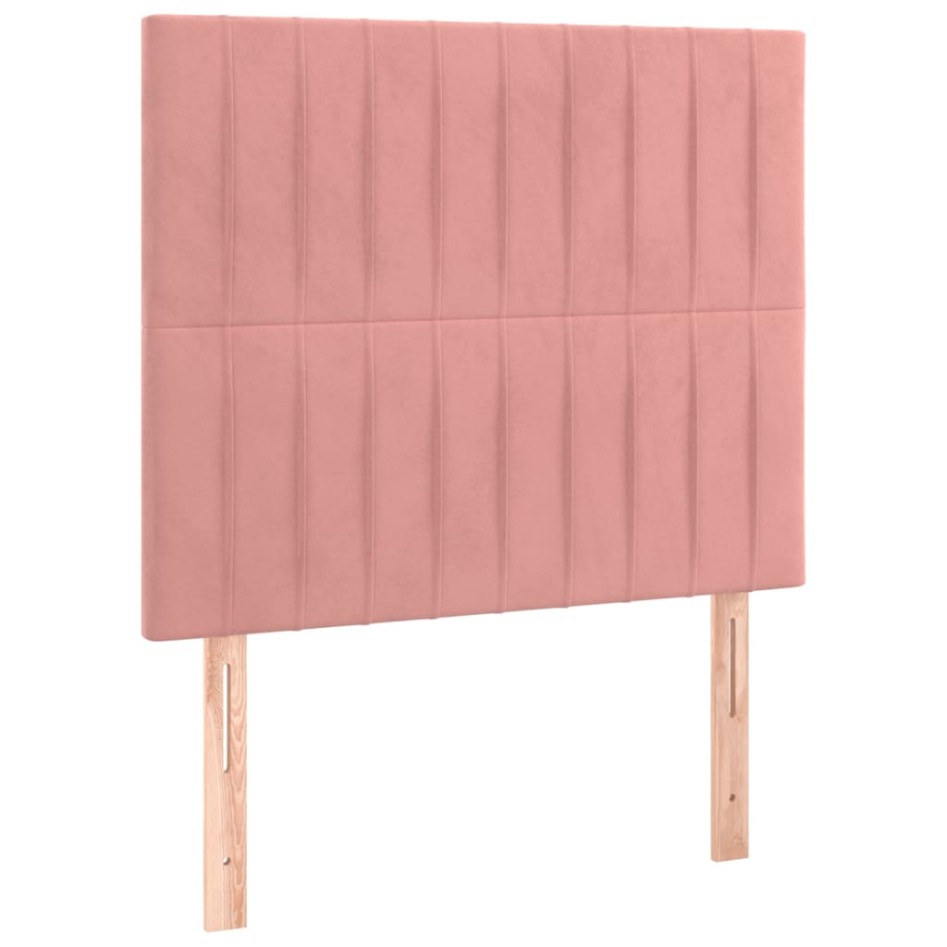 Estructura de cama sin colchón terciopelo rosa 90x190