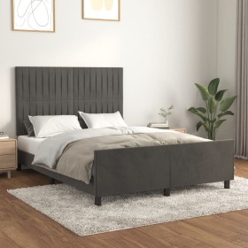 Estructura de cama sin colchón terciopelo gris oscuro