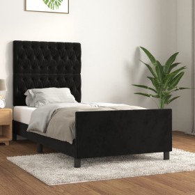Estructura de cama sin colchón terciopelo negro 90x200