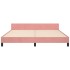 Estructura de cama con cabecero de terciopelo rosa 180x200