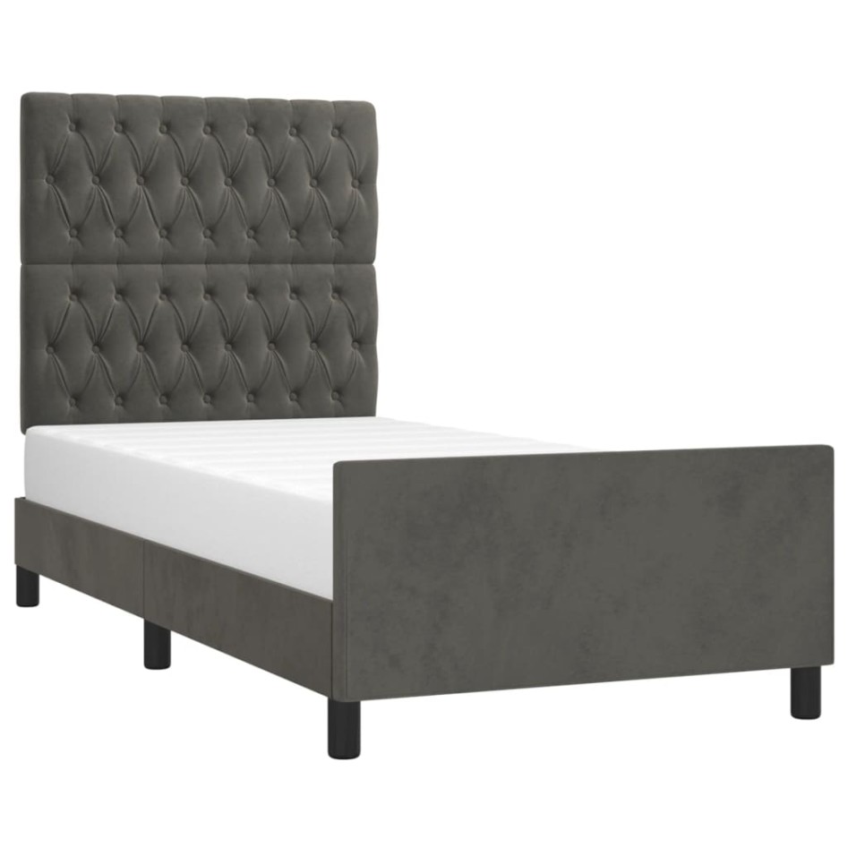 Estructura de cama sin colchón terciopelo gris oscuro 90x190