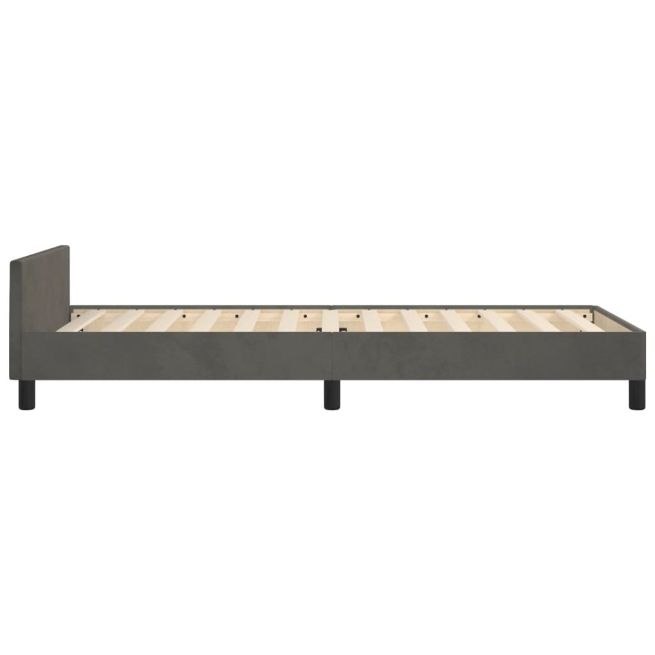 Estructura de cama sin colchón terciopelo gris oscuro 90x190