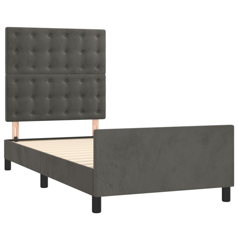 Estructura de cama sin colchón terciopelo gris oscuro 80x200