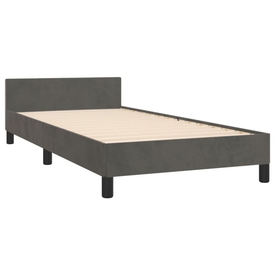 Estructura de cama sin colchón terciopelo gris oscuro 80x200