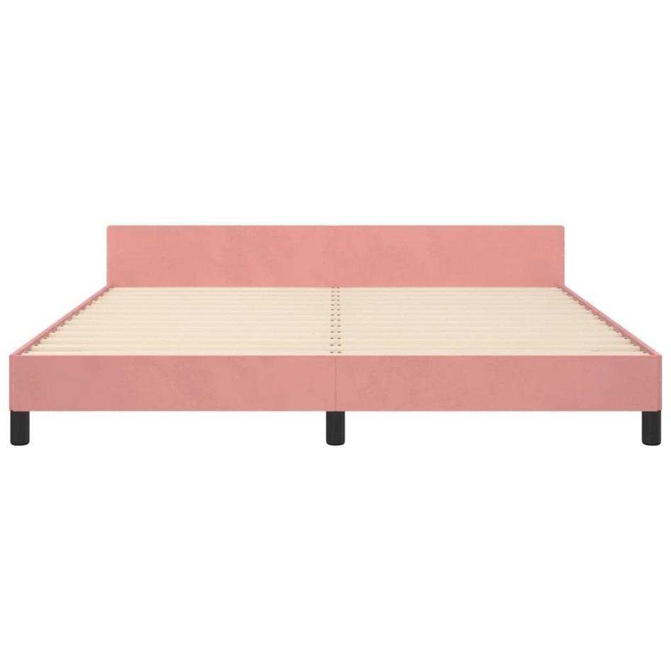 Estructura de cama sin colchón terciopelo rosa 160x200