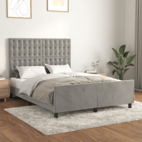 Estructura de cama sin colchón terciopelo gris claro 140x200