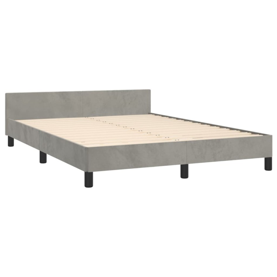 Estructura de cama sin colchón terciopelo gris claro 140x200