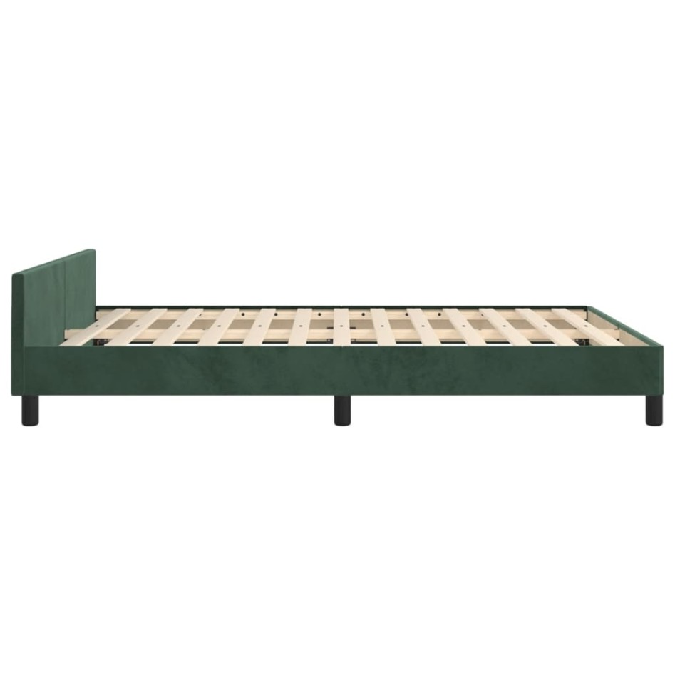 Estructura cama sin colchón terciopelo verde oscuro 140x190