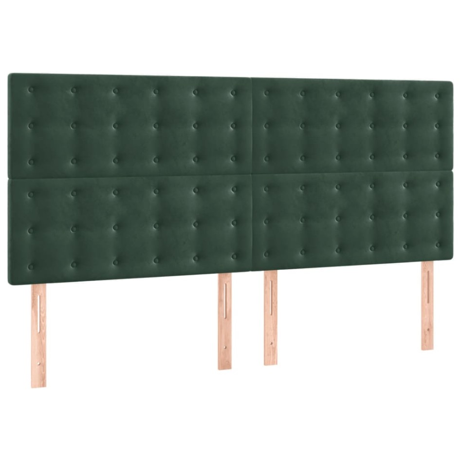 Estructura cama sin colchón terciopelo verde oscuro 140x190