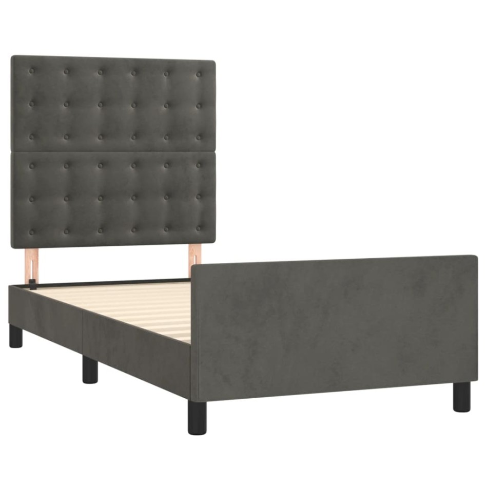 Estructura de cama sin colchón terciopelo gris oscuro 90x190