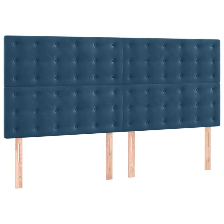 Estructura cama con cabecero terciopelo azul oscuro 180x200