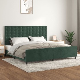 Estructura cama sin colchón terciopelo verde oscuro 200x200