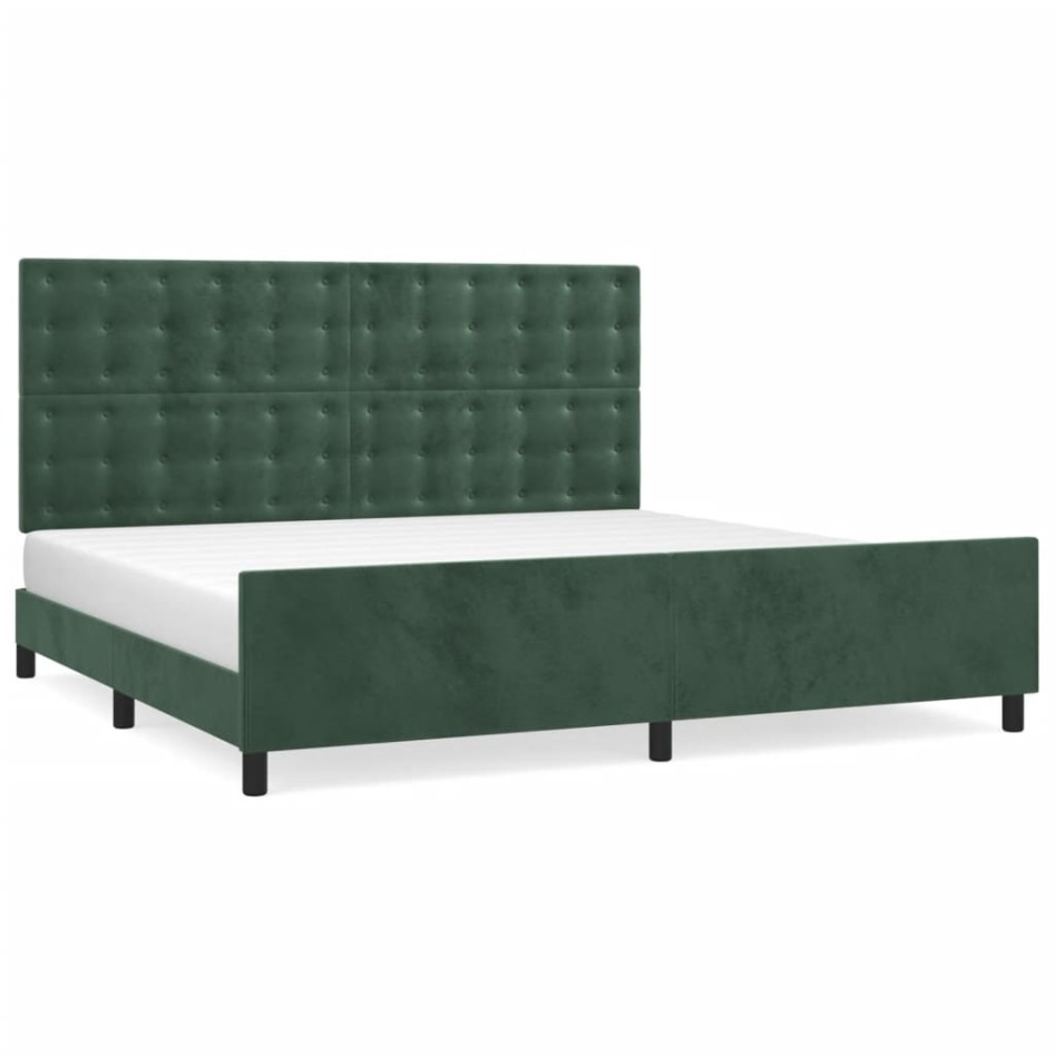 Estructura cama sin colchón terciopelo verde oscuro 200x200