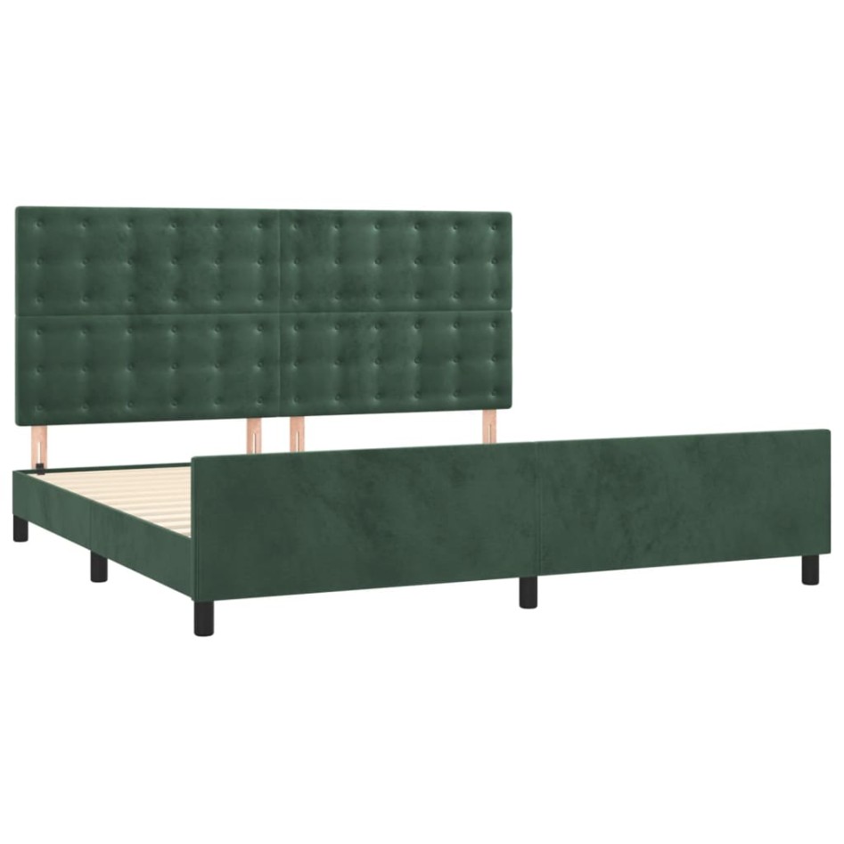 Estructura cama sin colchón terciopelo verde oscuro 200x200