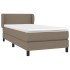 Cama box spring con colchón tela gris taupe 80x200