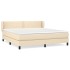 Cama box spring con colchón tela color crema 160x200