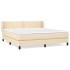 Cama box spring con colchón tela color crema 180x200