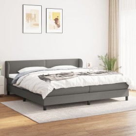 Cama box spring con colchón tela gris oscuro 200x200