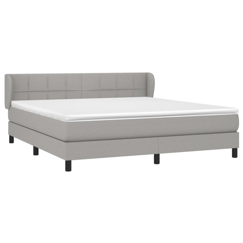 Cama box spring con colchón tela gris claro 180x200