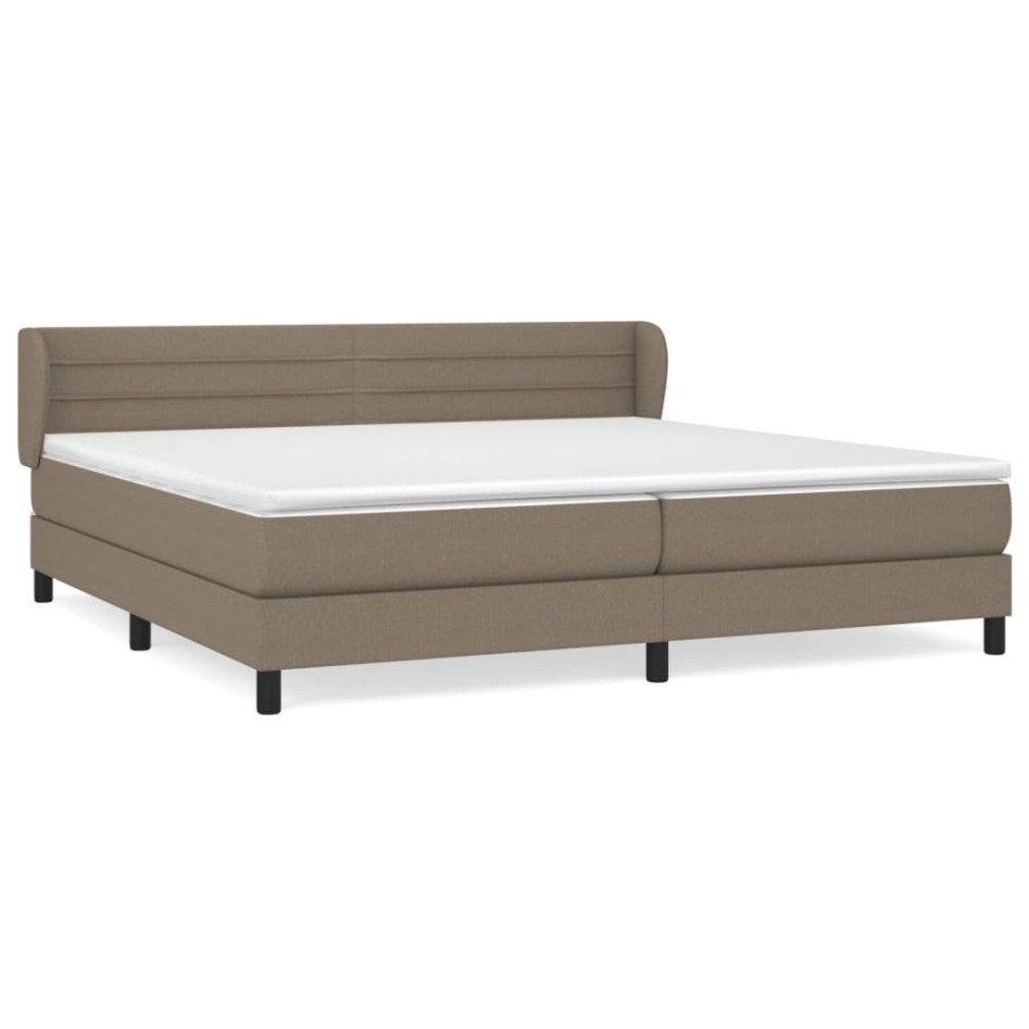 Cama box spring con colchón tela gris taupe 200x200