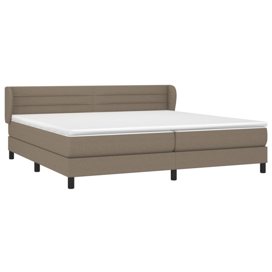 Cama box spring con colchón tela gris taupe 200x200