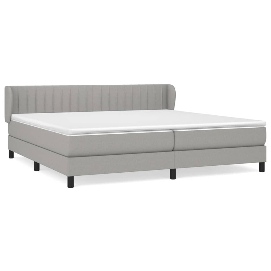 Cama box spring con colchón tela gris claro 200x200