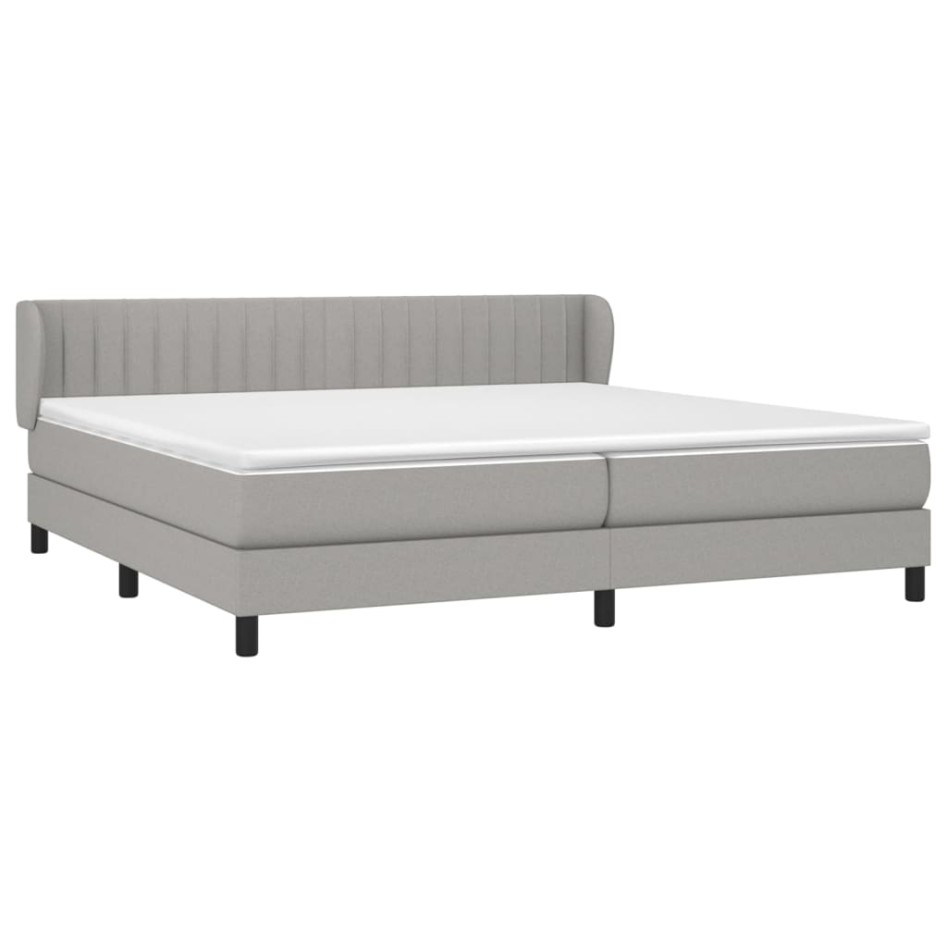 Cama box spring con colchón tela gris claro 200x200