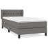 Cama box spring con colchón tela gris oscuro 100x200