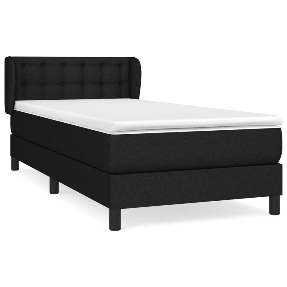 Cama box spring con colchón tela negro 90x190
