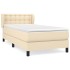 Cama box spring con colchón tela color crema 100x200